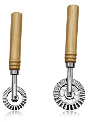 Teigschneider-Set 2er, Edelstahl, Holzgriff, Wellenschneider