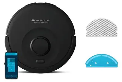Produktbild von Rowenta X-Plorer RR87C5WH, Schwarz, Rund, Ladend, 0,26 l, Mit einer App generiert, Walzenbürste & Seitenbürste