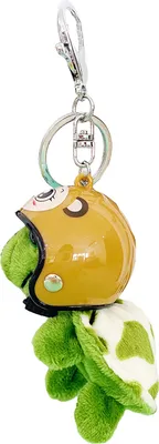 Produktbild von Plüsch-Schildkröten-Schlüsselanhänger mit Helm, Metallring, lustiger, weicher, flauschiger Rucksack-Ornament, Anti-Verlust, niedlicher Tier-Schlüsselanhänger, Taschenzubehör-B