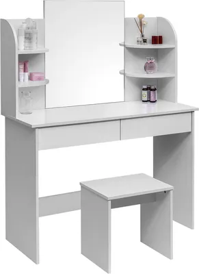 Produktbild von Make-up-Tisch für Mädchen - Inklusive Spiegel und Stuhl - Weiss - Für Kinder und Erwachsene