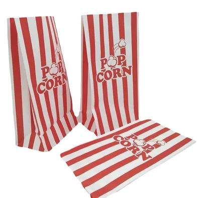 Produktbild von 100 x Popcorntüten, aus Papier, Zubehör Kino, für Filmabend und Kindergeburtstag, Retro Tüten für Popcorn, rot-weiß