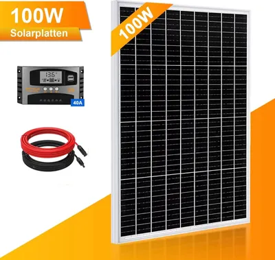 Produktbild von 100W Solaranlage Komplettpaket Photovoltaik Solarpanel Solarmodul Solar Set Inselanlage Garten Camping Solarmodul