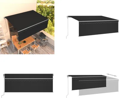 Obrázek produktu pro vidaXL Markýza automaticky zatahovací s volánem 4x3 m antracitová - Markýzy - Sluneční stříšky - Sluneční stříšky