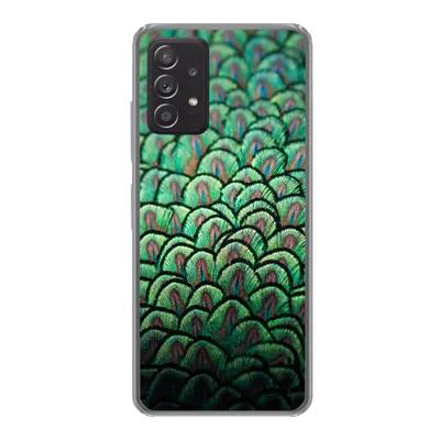 Produktbild von MuchoWow® Handyhülle Schutzhülle Hülle für Samsung galaxy a73 Nahaufnahme des Gefieders eines Pfaus Silikon Softcase Handy Hülle - Handyhülle