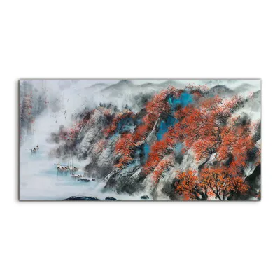 Produktbild von Coloray Canvas 140x70  Wandbild Leinwand Bilder Malerei Berg Chinesisch traditionell