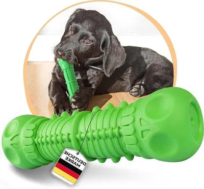 Produktbild von Hundespielzeug Kauzeug für kleine Hunde grün robustes Premium-Naturkautschuk unzerstörbar piepend