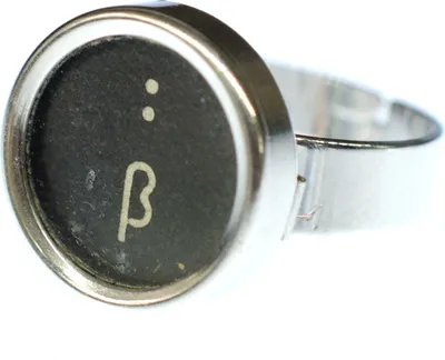 Produktbild von Eszett Doppelpunkt Taste Ring Schreibmaschinentaste Miniblings Upcycling Schwarz