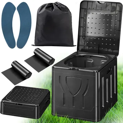 Obrázok produktu pre Kemping WC - Mobilný portabel - Vonkajšie aktivity - Skladací dizajn - 11 cm vysoký - čierny