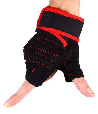 Obrázek produktu pro 2 ks rukavice na vzpírání, posilovnu, fitness, cvičení, sportovní bandáže na zápěstí (červené/L)