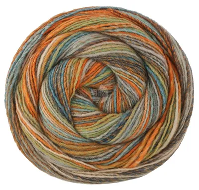 Produktbild von Lana Grossa GOMITOLO DISEGNO 200 g Dochtgarn mit Farbverlauf 700 m Farbe 522 - Oliv/Beige/Ocker/Dunkel-/Hellgrau/Türkis/Orange/Mint