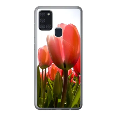 Produktbild von MuchoWow® Handyhülle Schutzhülle Hülle für Samsung Galaxy A21s Blumen - Tulpen - Sonne Silikon Softcase Handy Hülle - Hartschale