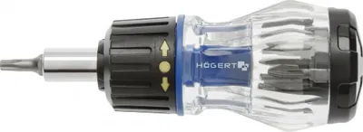 Produktbild von Mini-Handbithalter HT1S214 Schraubenzieher Bit-Set 8tlg. Wechselschraubendreher Ratsche