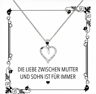 Produktbild von 22Feels Echt Silber Halskette - Mama Geschenk von Sohn Geburtstag und Muttertag Mutter Schmuck Set für Frauen - Herz Anhänger, Karte