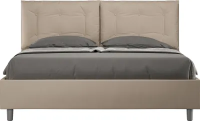 Produktbild von ITYHOME - Gepolstertes Bett ohne Lattenrost 160x200 mit Kunstlederbezug Taubengrau Annalisa