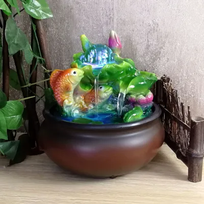 Zdjęcie produktu dla Wewnętrzne fontanny wodne, ozdoby z płynącej wody, fontanna wodna Feng Shui, dekoracja fontanny wodnej, fontanna Lucky Fish