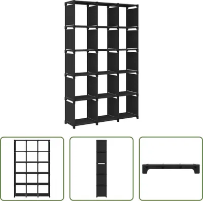 Immagine prodotto di The Living Store Scaffale cubo con 15 scomparti Nero 103x30x175,5 cm Tessuto