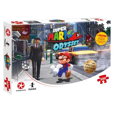 A puzzle box featuring Super Mario Odyssey characters and New Donk City.