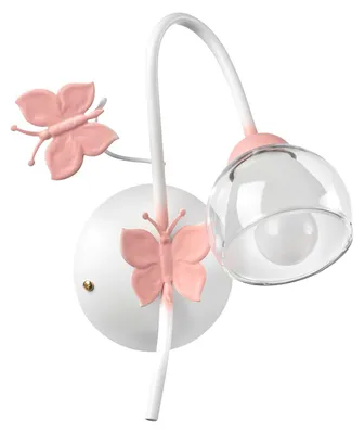 Productafbeelding van ONLI Wandlamp van metaal met vlinders in wit en roze