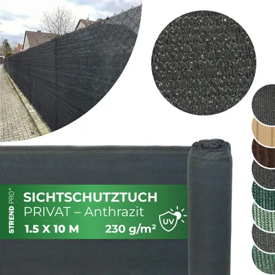 Produktbild von Sichtschutzgewebe PRIVAT.NET 1,5x10 m, Netz, HDPE, UV, 230 g/m2, 95% anthrazit