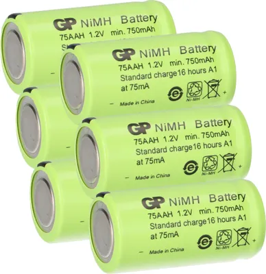 Obrázek produktu pro 6x dobíjecí baterie GP GP75AAH 2/3AA Mignon NiMH baterie 1,2V 750mAh