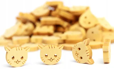 Produktbild von Naturholzknöpfe, katzenförmig, 50 Stück, 14 mm, für Spielzeug und Kleidung