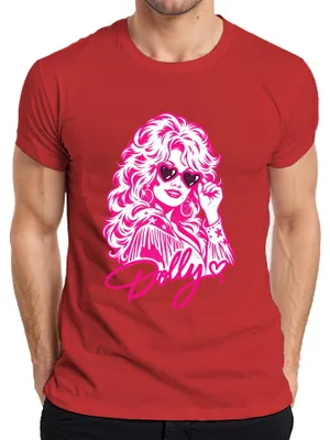 Produktbild von Dolly Parton Country Musik Sängerin Cowgirl Retro Fan Western Herren T-Shirt, Rot, M