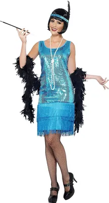 Produktbild von Türkises Flapper 20er Jahre Kleid Größe: L
