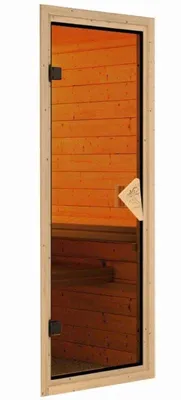 Zdjęcie produktu dla Kabina wewnętrzna do sauny Karibu Sinai Sauna wewnętrzna 3 drewniane ławki, kabina sauny o grubości ścianek 40 mm, sauna parowa z materiałami montażowymi