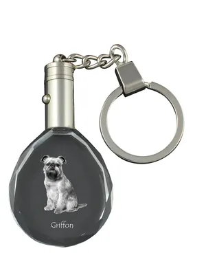 Produktbild von Brüsseler Griffon, Griffon Bruxellois - Anhänger mit einem Foto eines Hundes, Schlüsselanhänger aus Kristall in einer Geschenkbox, ein einzigartiges Geschenk von Art-Dog
