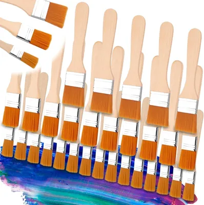 Obrázek produktu pro Sada 30 plochých štětců, nylonové štětiny, dřevěná rukojeť, pro malování