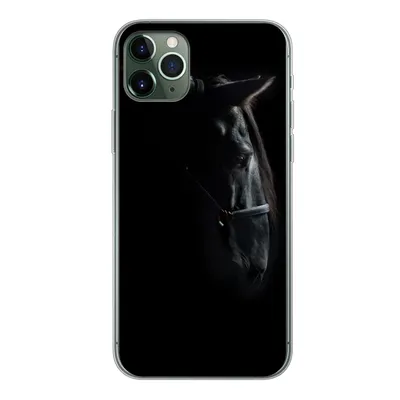 Produktbild von MuchoWow® Handyhülle Schutzhülle Hülle für iPhone 11 Pro Max Pferd - Leicht - Schwarz Silikon Softcase Handy Hülle - Schutz