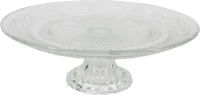 Produktbild von INNA-Glas Glasplatte ALVATIR mit Fuß, Muster, klar, 7,8cm, Ø14,5cm - Glas Tortenplatte