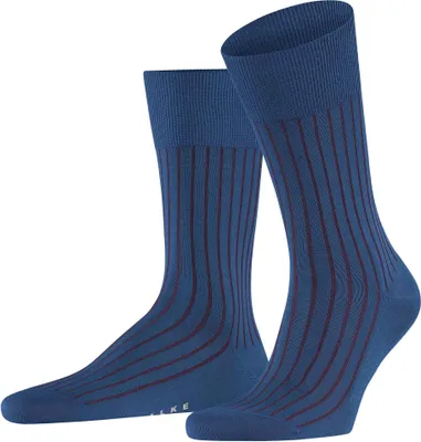 Produktbild von FALKE Herren Socken - Shadow, Strümpfe, Baumwolle, Logo, lang, einfarbig Blau/Bordeaux 45-46