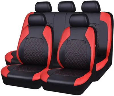 Produktbild von Autositzbezüge 9-teilig, Kunstleder, rot, für Auto SUV, Autoinnenraum