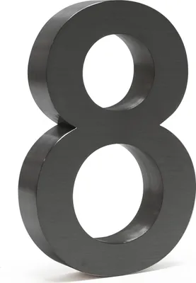 Obrázek produktu pro Wiltec domovní číslo 8 antracitové domovní číslo z nerezové oceli v moderním 3D designu, výška 20 cm, písmo Arial, odolné proti korozi a povětrnostním vlivům, s montážním materiálem