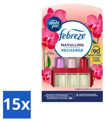 Image de 15 recharges Ambi Pur 3Volution, parfum Thai Orchidée - 20 ml - Pack économique - 15 pièces