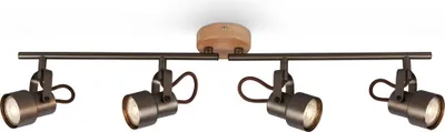 Produktbild von LED Spotleuchte Retro schwenkbar GU10 5 W antik-grau Metall-Holz Briloner