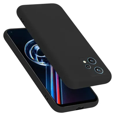 A black phone case is shown on a white background, with a phone partially visible underneath.