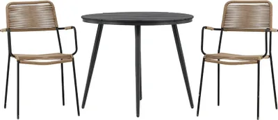 Produktbild von BreakLindos Gartenset 1 Esstisch, 2 Stühle schwarz.