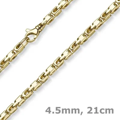Produktbild von 4,5mm Herren Armband Armschmuck Armkette aus 750 Gold Gelbgold 21cm