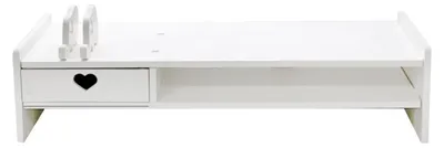 Obrázek produktu pro Bílý stojan na monitor se zásuvkou, podstavec pro monitor na stůl