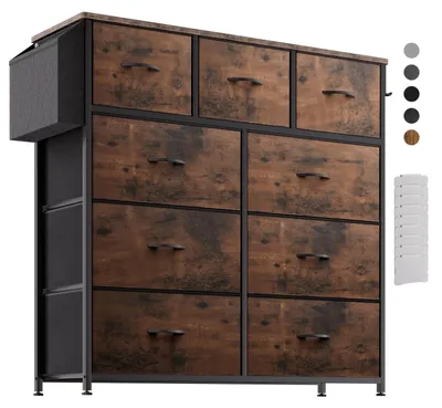 Immagine prodotto di Cassettiera tessuto - 9 cassetti - 45 cm di larghezza - Nero