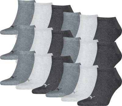 Produktbild von 18 Paar Uni Puma Sneaker Füßlinge kurze Socken in Anthrazit Melange Größe 39-42