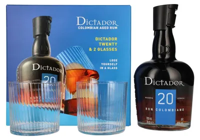 Produktbild von Dictador 20 Years Old ICON RESERVE Colombian Rum 40% Vol. 0,7l in Geschenkbox mit 2 Gläsern