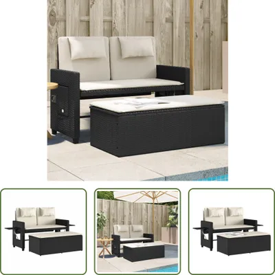 Immagine prodotto di The Living Store Panca da giardino regolabile con cuscini in poly rattan nero
