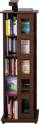 Produktbild von Drehbares Bücherregal aus massivem Holz bewegliches Bücherregal 5 Ebenen【BR550H】