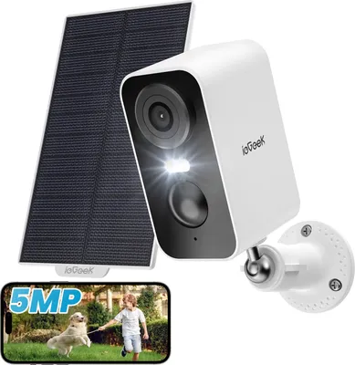 Produktbild von ieGeek 5MP überwachungskamera Aussen Solar - überwachung Kamera Outdoor Akku mit Solarpanel, PIR-Bewegungserkennung, Bunte Nachtsicht
