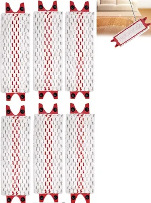 A set of six mop pads arranged in two rows of three on a white background.