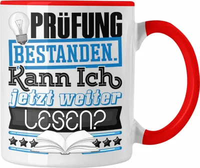 Produktbild von Trendation - Bachelor Master Prüfung Bestanden Geschenk Tasse Studium Prüfung Bestanden Kann Ich Jetzt Weiter Lesen Leseratte Geschenkidee (Rot)