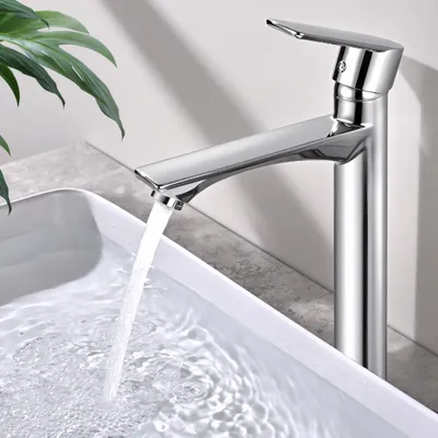 Produktbild von Homelody Wasserhahn bad, hoch Waschbeckenarmatur Badarmatur 25cm, Armatur Bad Waschtischarmatur Einhandmischer für Aufsatzwaschbecken, Chrom